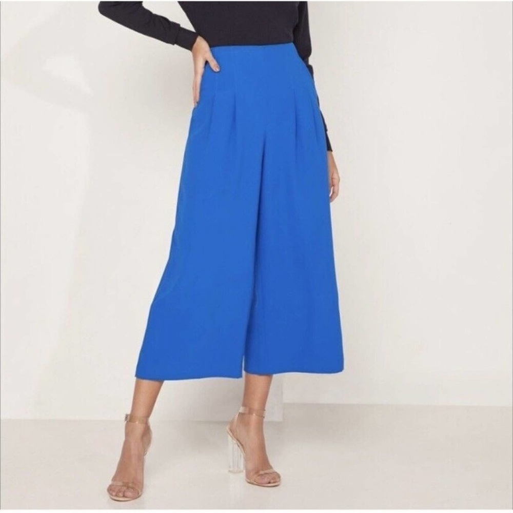 Ted Baker Zettah‎ Pleated Culotte Trousers Wide Leg Pockets Blue